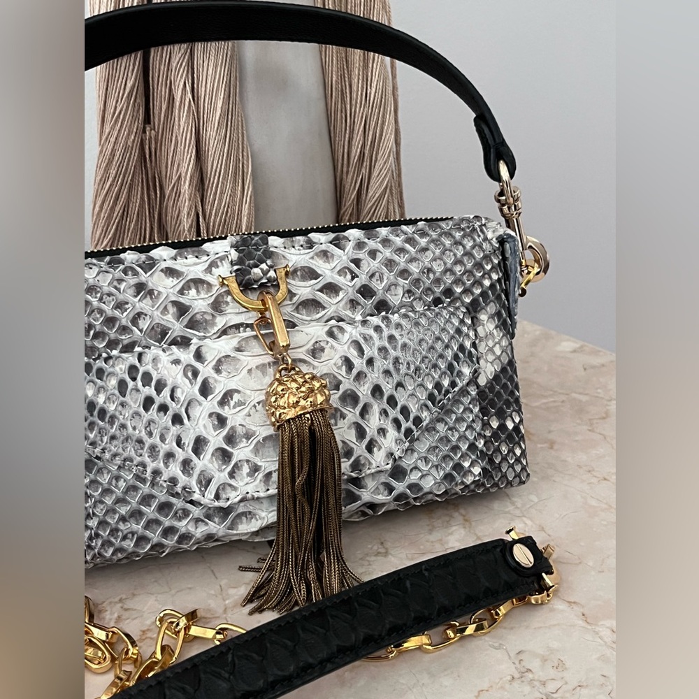 Authentic Python Black And Gray Handbag - image 7